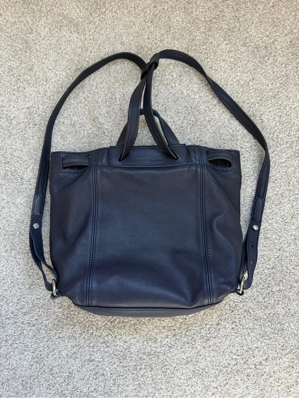Longchamp Le Pliage Cuir Backpack - Navy